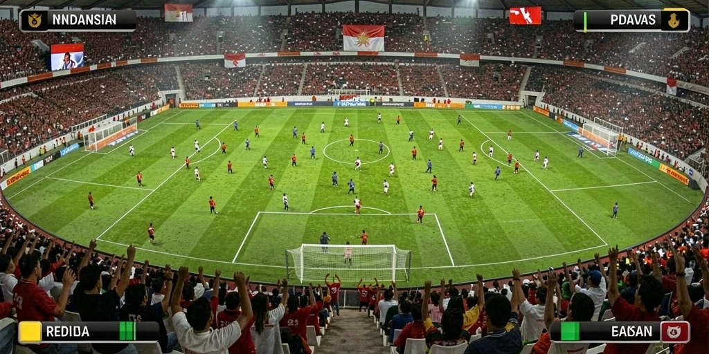 Tangkapan layar menunjukkan aksi intens antara dua tim.